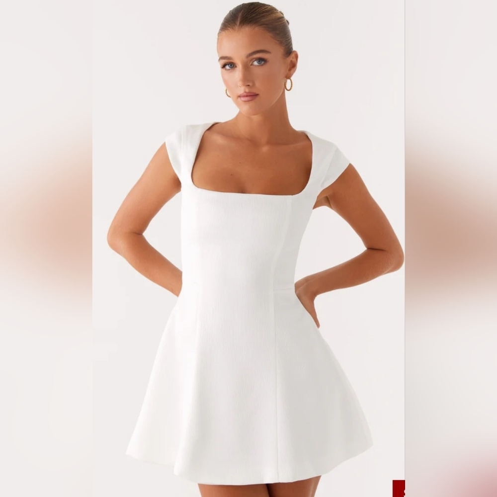 Peppermayo Exclusive - Maryjane Mini Dress - White Cap Sleeve Dress